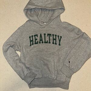 Midnight organic “HEALTHY” Larry June kid’s small champion hoodie 🍊😎